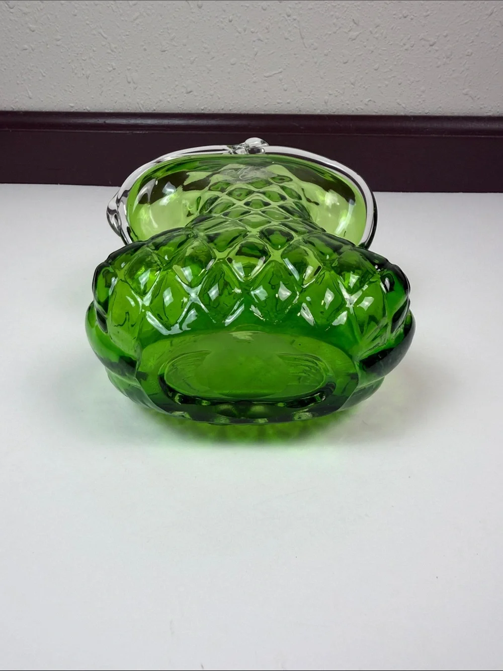 Vintage Hand Blown Green Art Glass Vase MG Creative Artisans Westlake Village